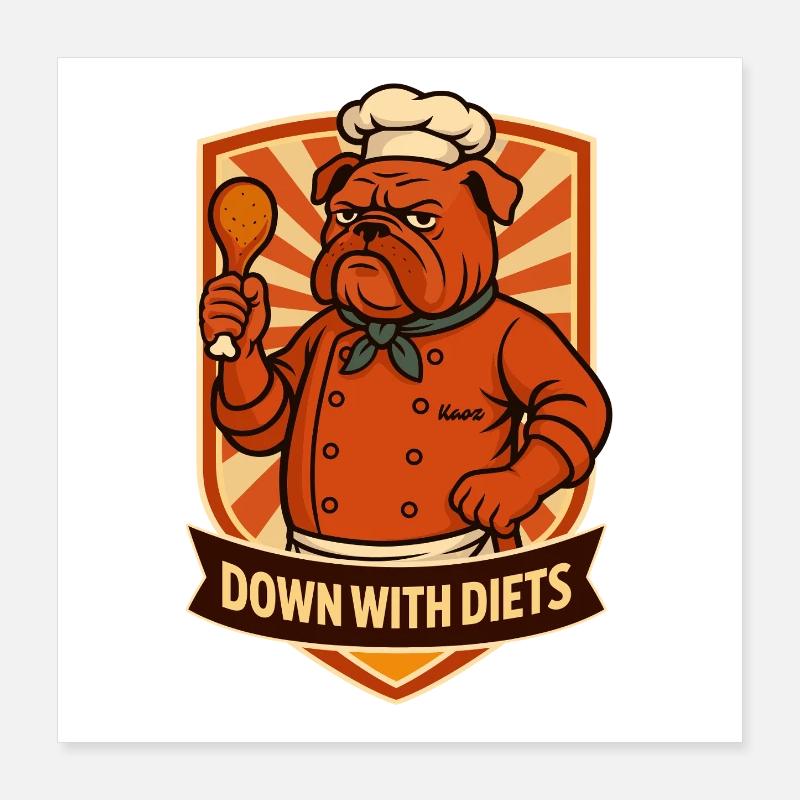 Bouledogue Cuisinier Sans Diète Poster 40 x 40 cm