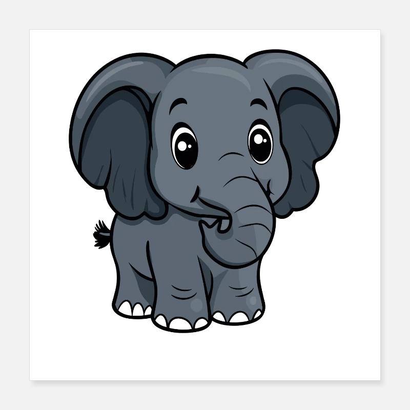 Cuddly Elephant Friend Cartoon Poster 16" x 16" (40x40 cm)