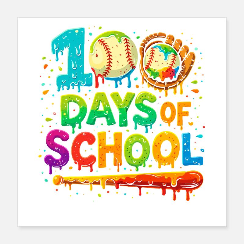 100 Tage Schule Farbexplosion Poster 40x40 cm