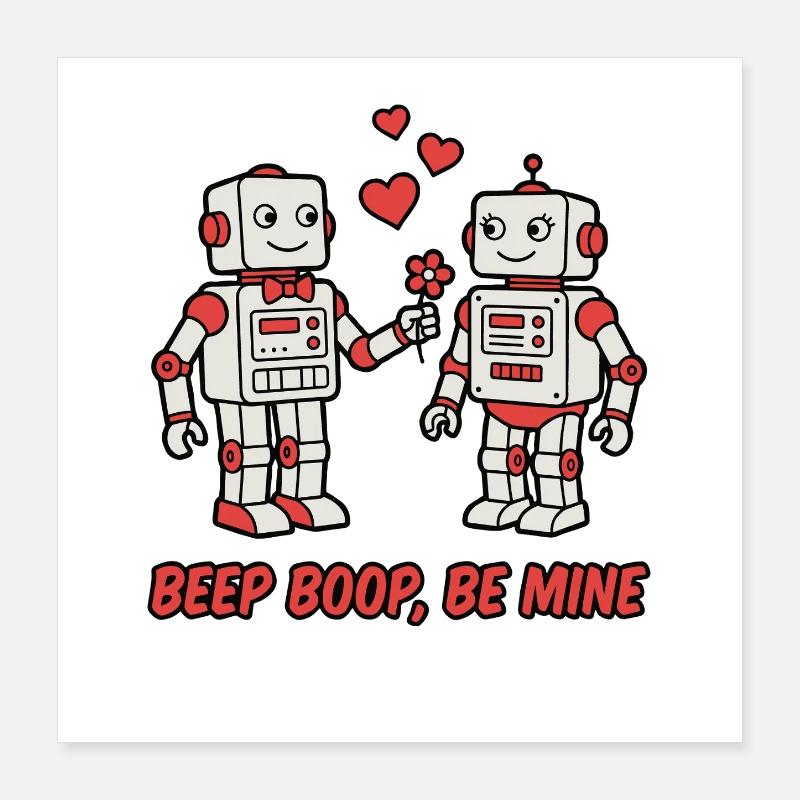 Bip boop sois à moi mignonne robot Valentine Poster 40 x 40 cm