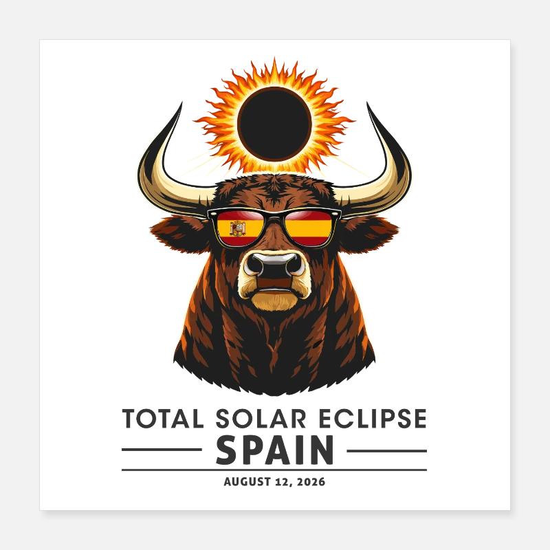 Total Solar Eclipse in Spain August 2026 Poster 16" x 16" (40x40 cm)