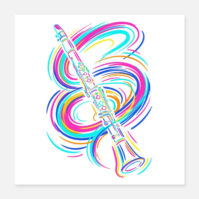 Colorful clarinet Poster 16" x 16" (40x40 cm)