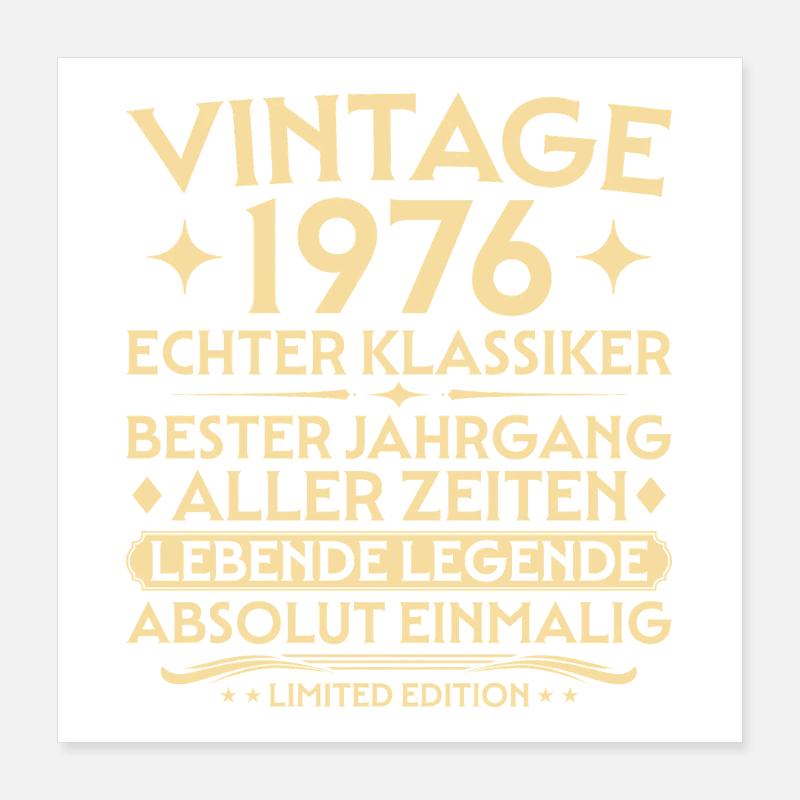 Birthday 1976 Vintage Real Classic Poster 16" x 16" (40x40 cm)