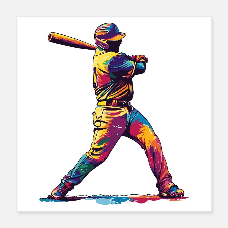 Colorful baseball hit Poster 16" x 16" (40x40 cm)