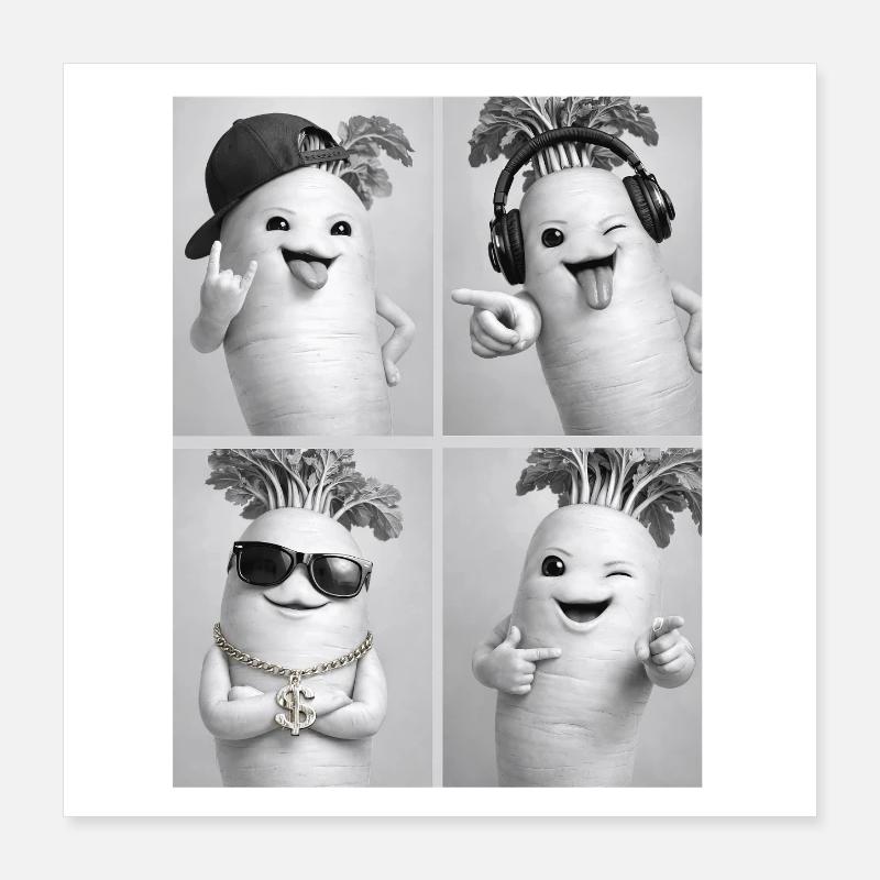 Daikon Radish Poster 40x40 cm