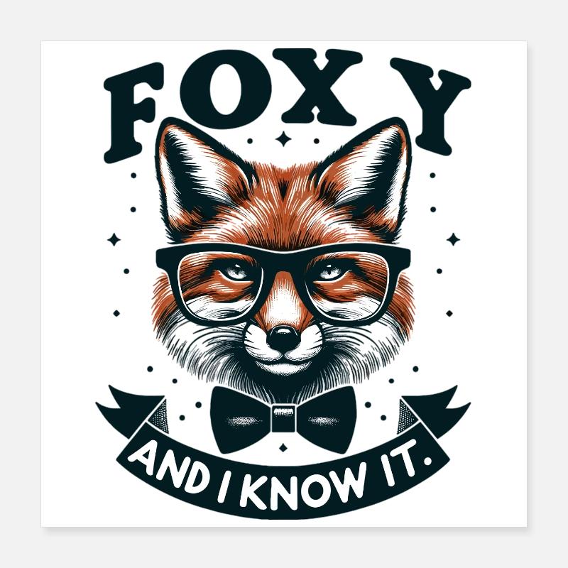 Foxy Nerd Brille Fliege Poster 40x40 cm