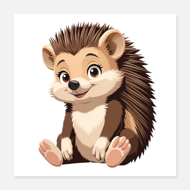 Cuddly hedgehog illustration Poster 16" x 16" (40x40 cm)