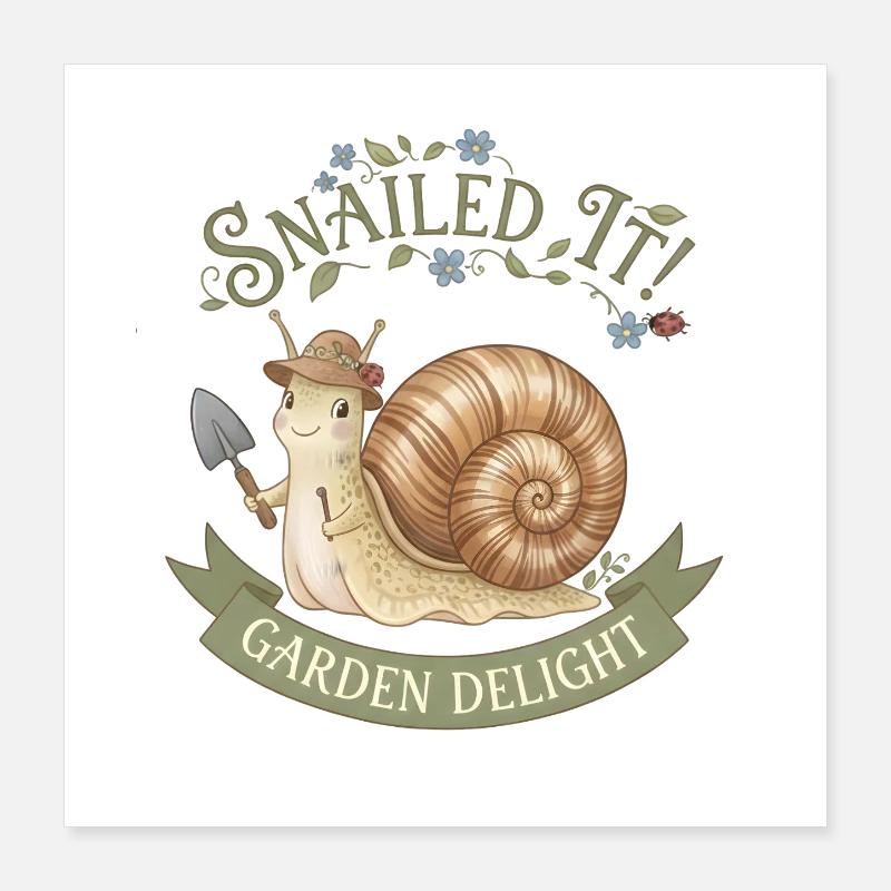 Escargot ! – Escargot mignon dans le design de jardin Poster 40 x 40 cm