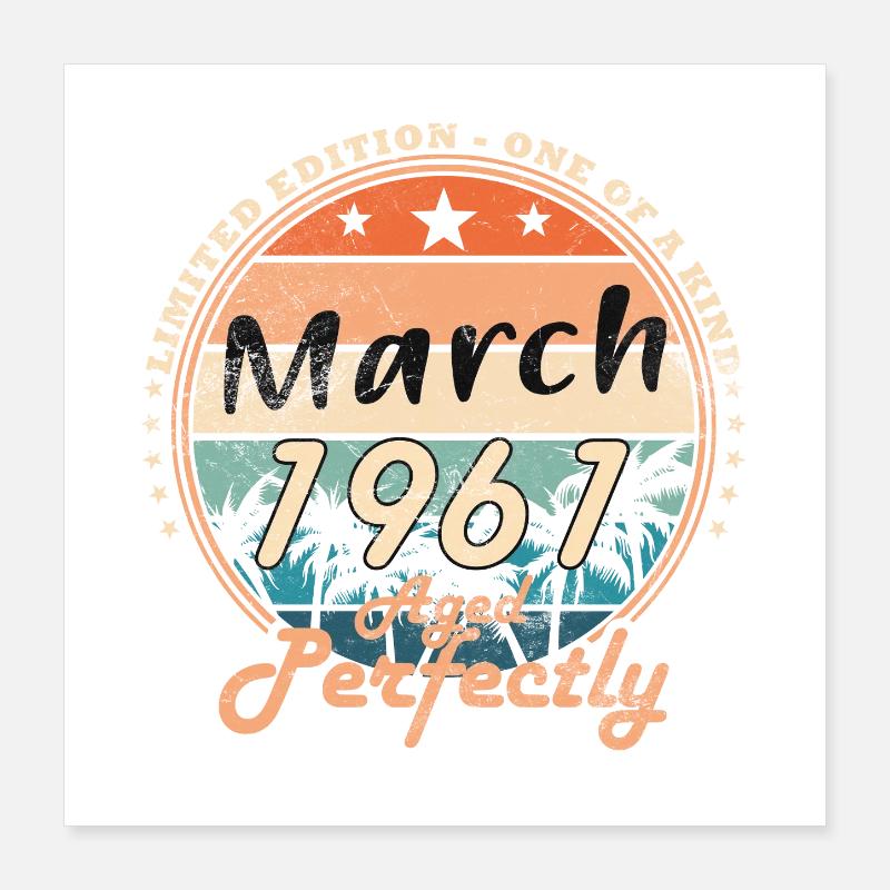 Mars 1961 | Cadeau d’anniversaire Poster 40 x 40 cm