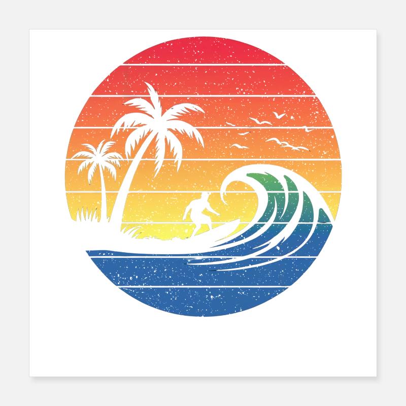 Sunset Surf Circle Poster 16" x 16" (40x40 cm)