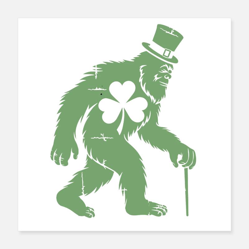 Sasquatch with Shamrock Poster 16" x 16" (40x40 cm)