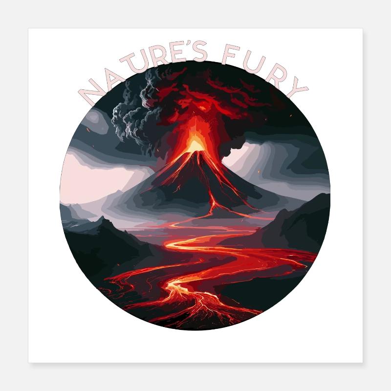 Volcan et lave : Force de la nature Poster 40 x 40 cm