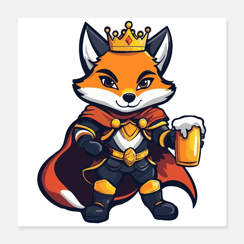 Roi de la Bière Fox Poster 40 x 40 cm