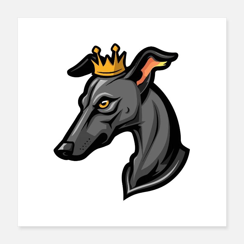 Greyhound Hund Krone Poster 40x40 cm