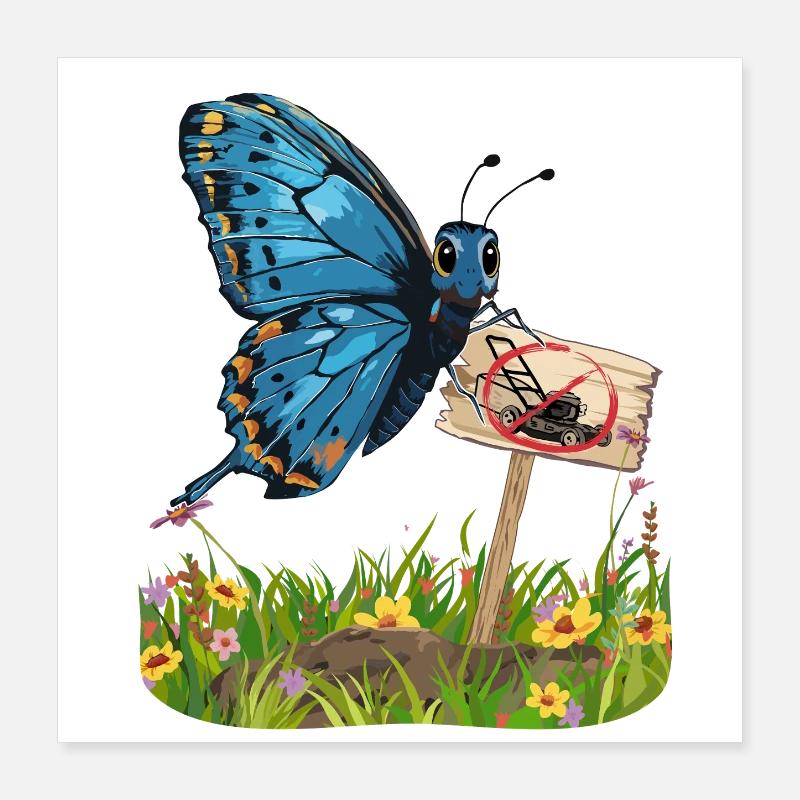 Papillon avec un signe pour plus de défi nature Poster 40 x 40 cm