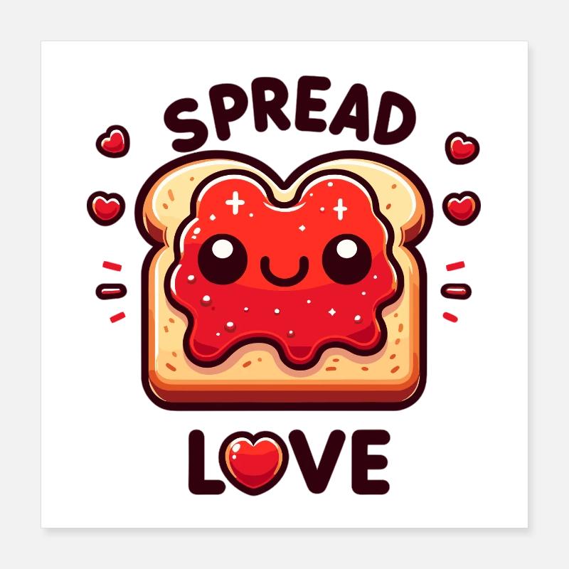 Spread Love Toast Herzchen Poster 40x40 cm