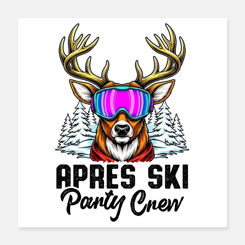 Équipe de fête après ski Poster 40 x 40 cm