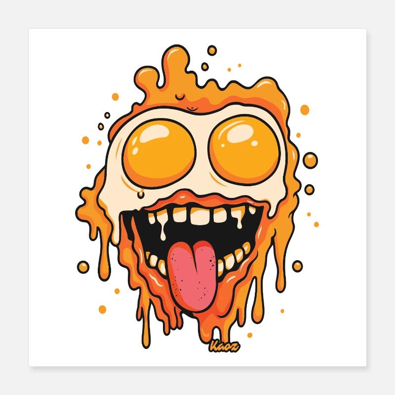 Melting face with fried egg eyes Poster 16" x 16" (40x40 cm)