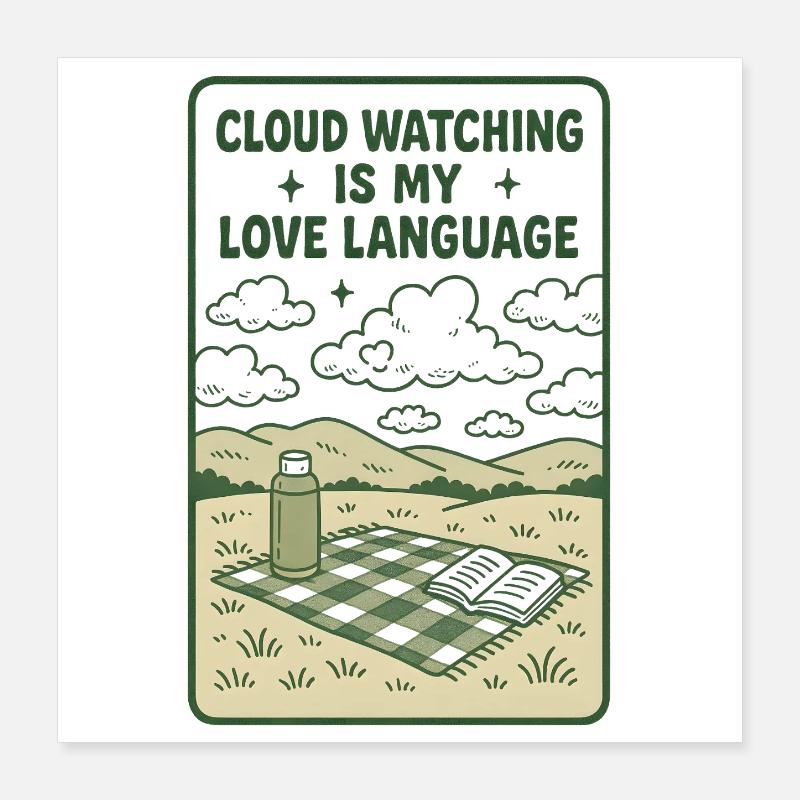 Observing Clouds | Cottagecore Nature Vibe Poster 16" x 16" (40x40 cm)