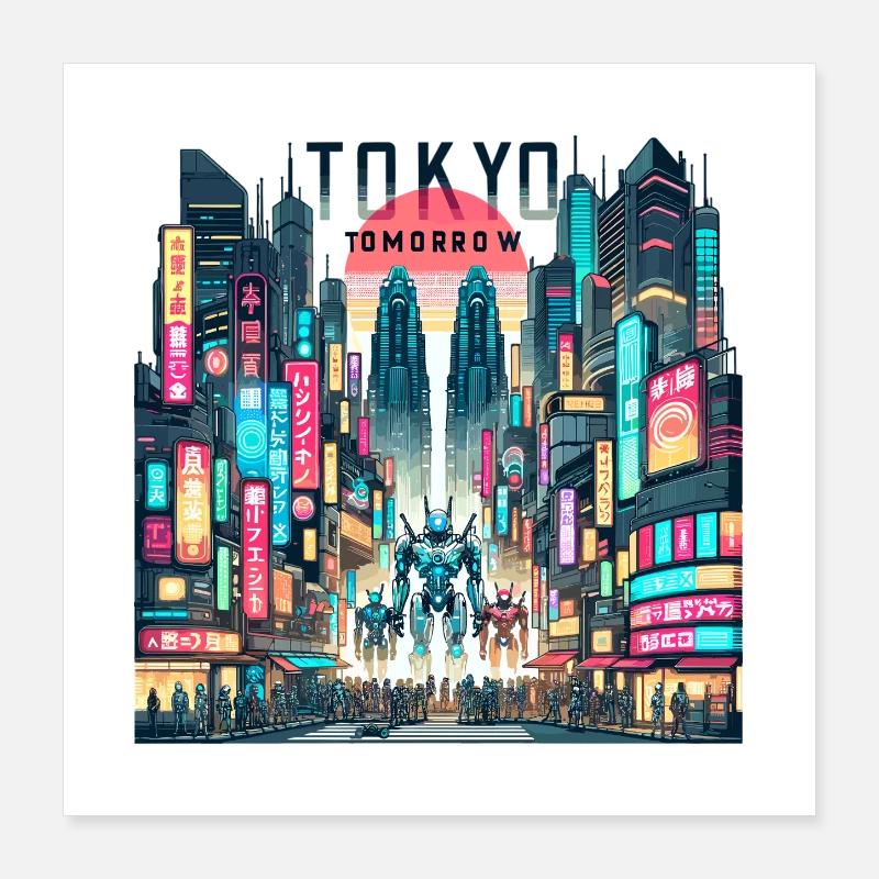 Tokyo Neon Robotics Demain Poster 40 x 40 cm