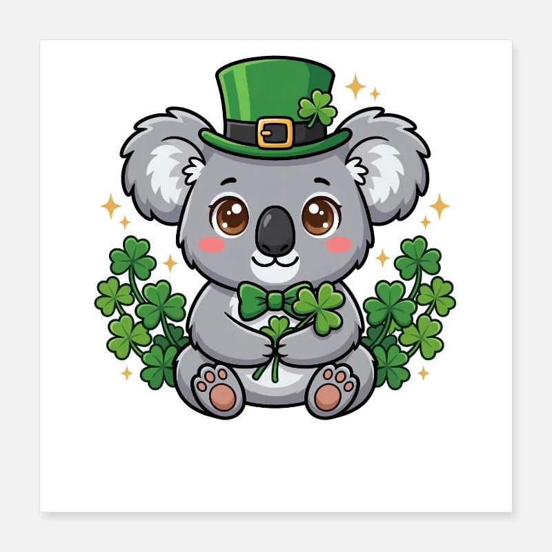 Anniversaire de la Saint-Patrick Koala Bear Australie Poster 40 x 40 cm