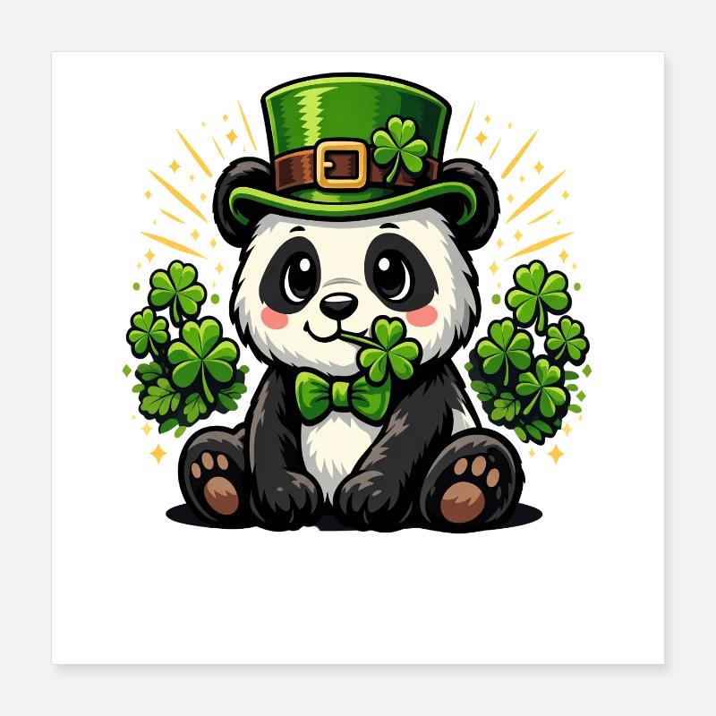 Chapeau de lutin panda de la Saint-Patrick Poster 40 x 40 cm
