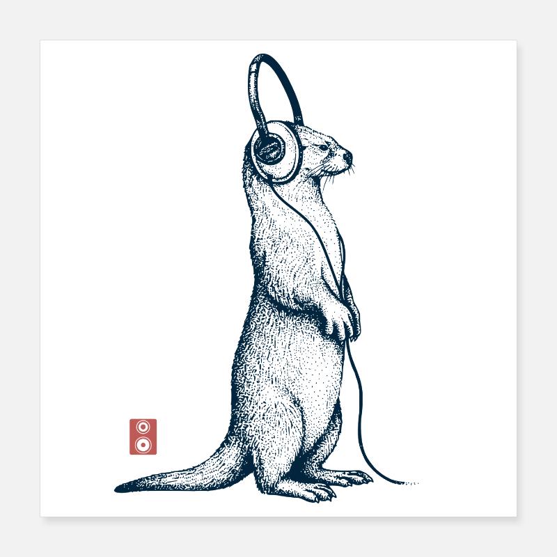 Music Otter Poster 40x40 cm