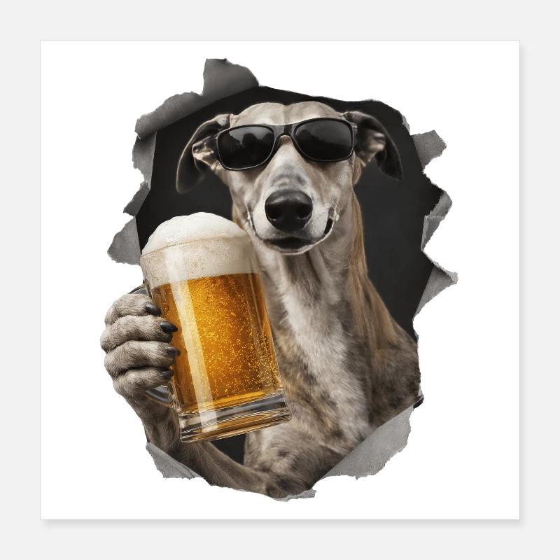 Windhund Bier Poster 40x40 cm