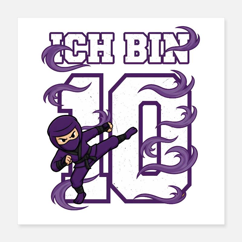 Ich bin 10 Ninja 10. Geburtstag Lila Poster 40x40 cm
