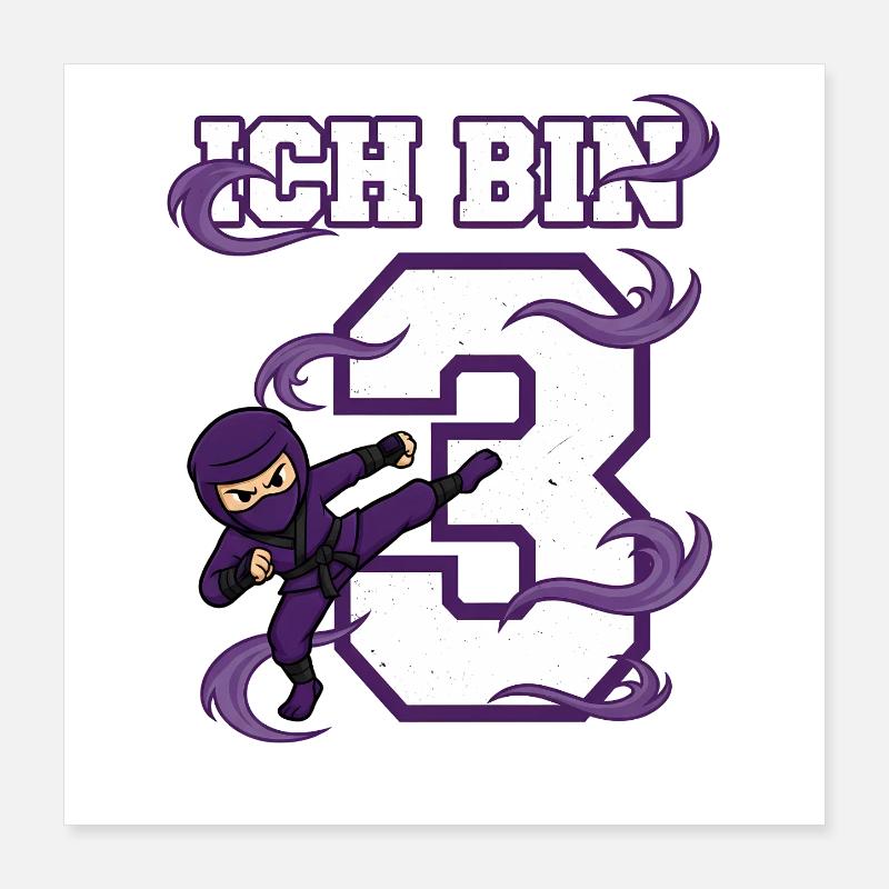 Ich bin 3 Ninja 3. Geburtstag Lila Karate Poster 40x40 cm