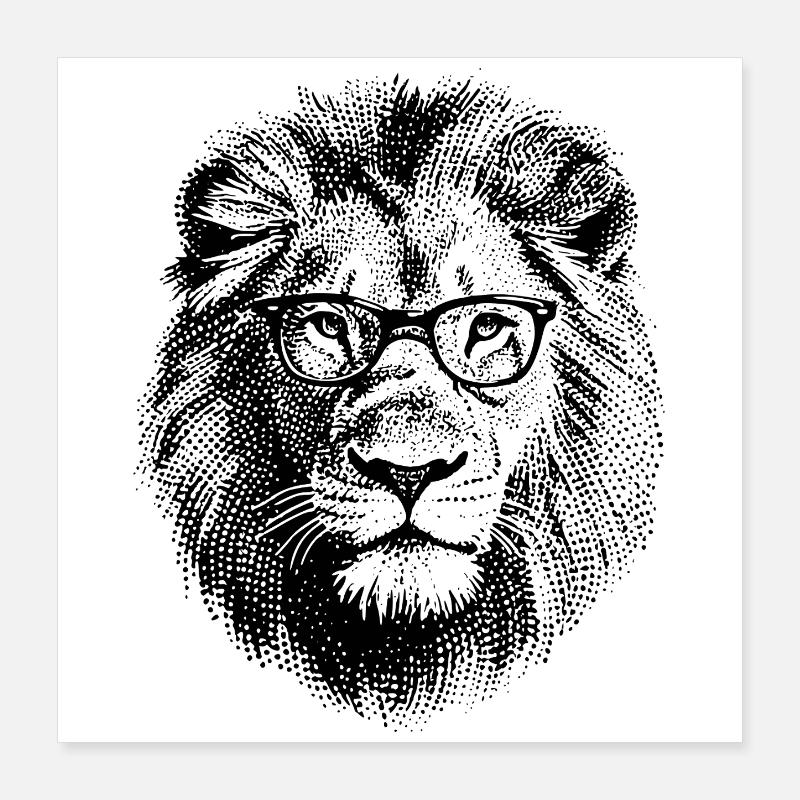 Leo avec des lunettes Poster 40 x 40 cm