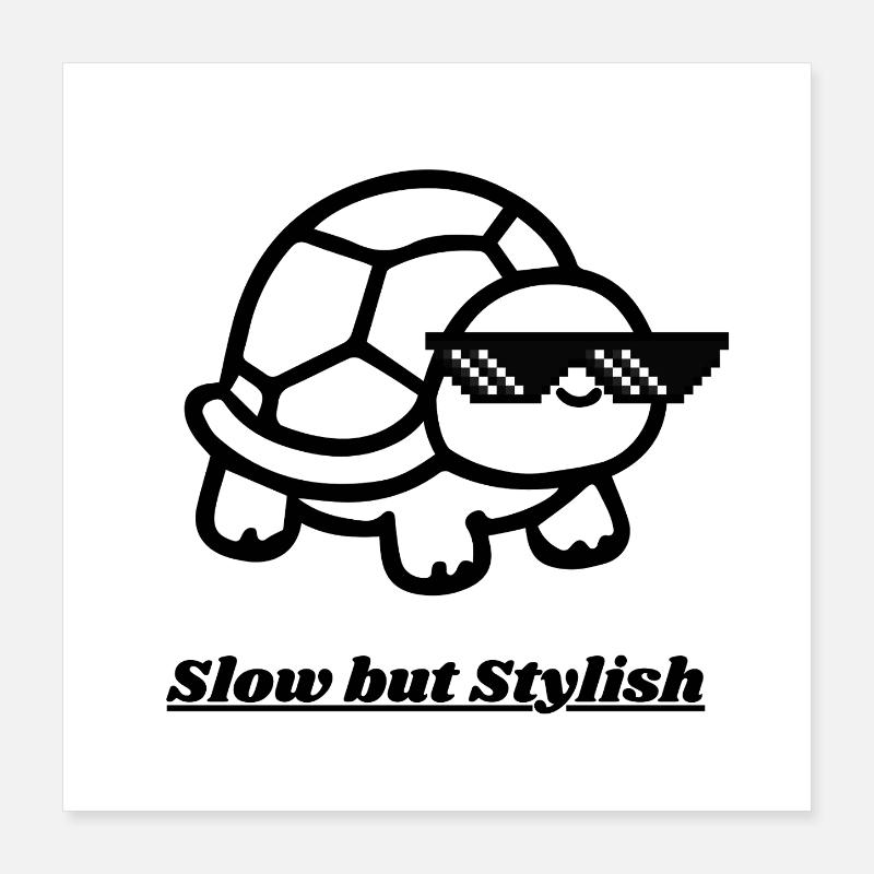 Pixel Sunglasses Turtle Cool Look Poster 16" x 16" (40x40 cm)