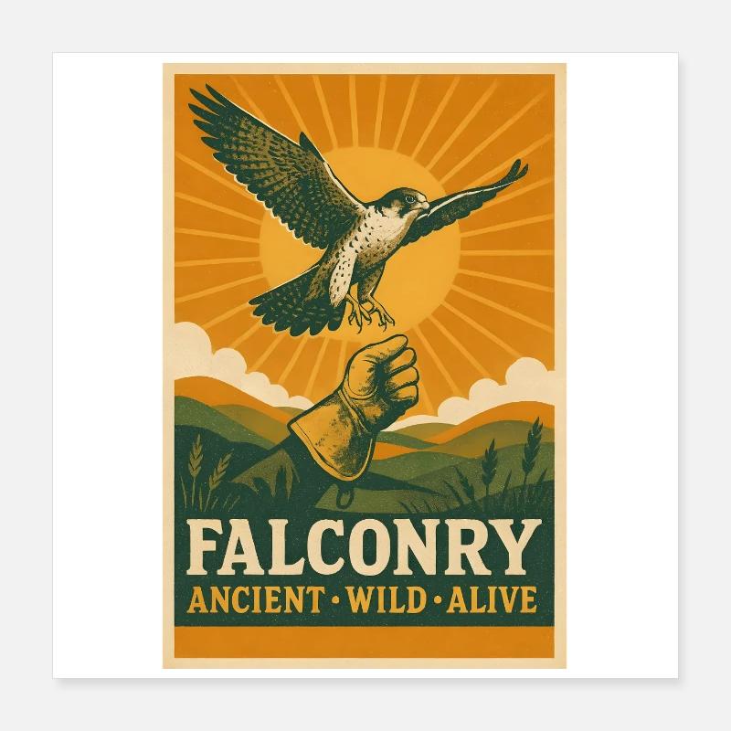 Falknerei: alt, wild, lebendig | Greifvogel Poster 40x40 cm
