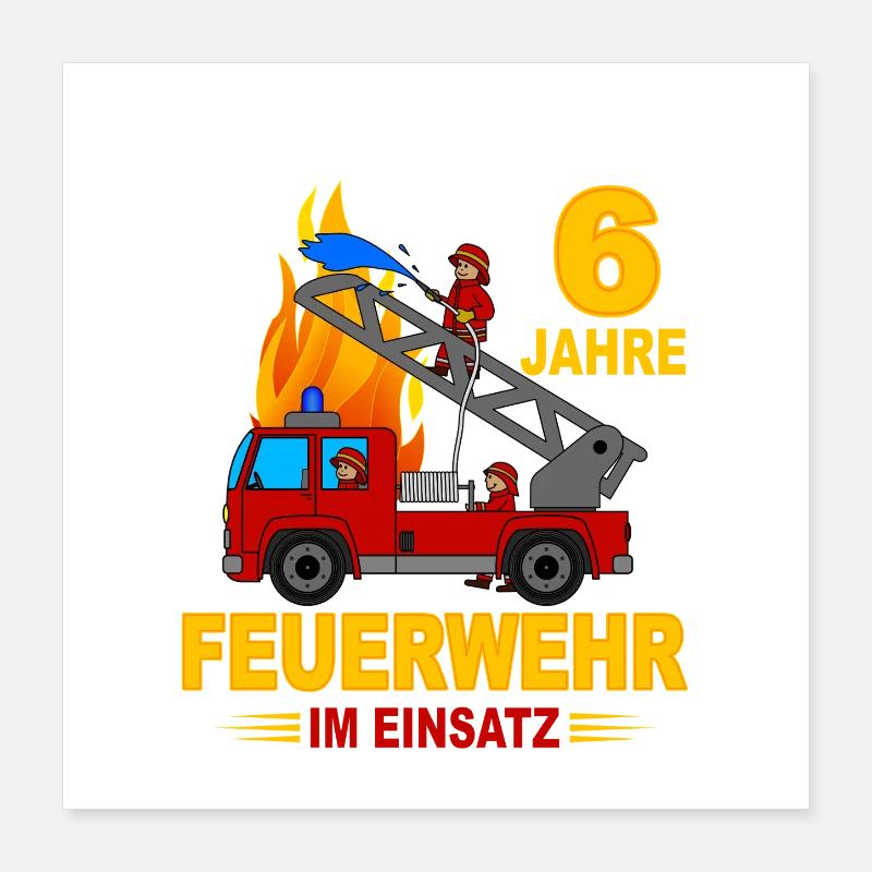 Pompiers 6 ans d’action Poster 40 x 40 cm
