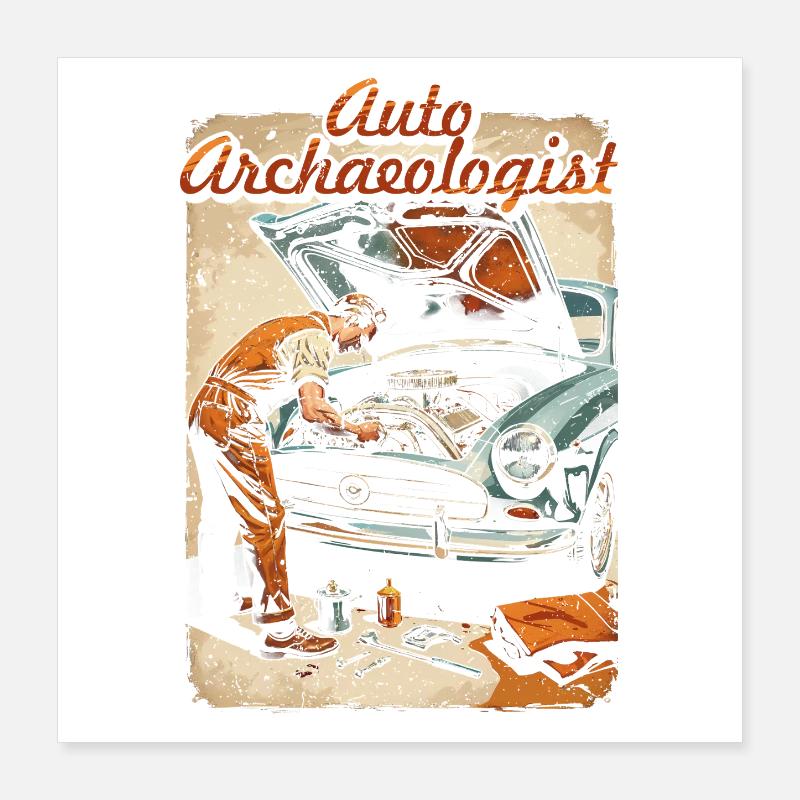 Restauration automobile Archéologue automobile Poster 40 x 40 cm