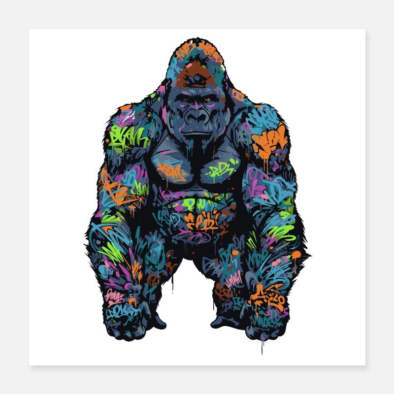 Graffiti Gorilla Poster 40x40 cm