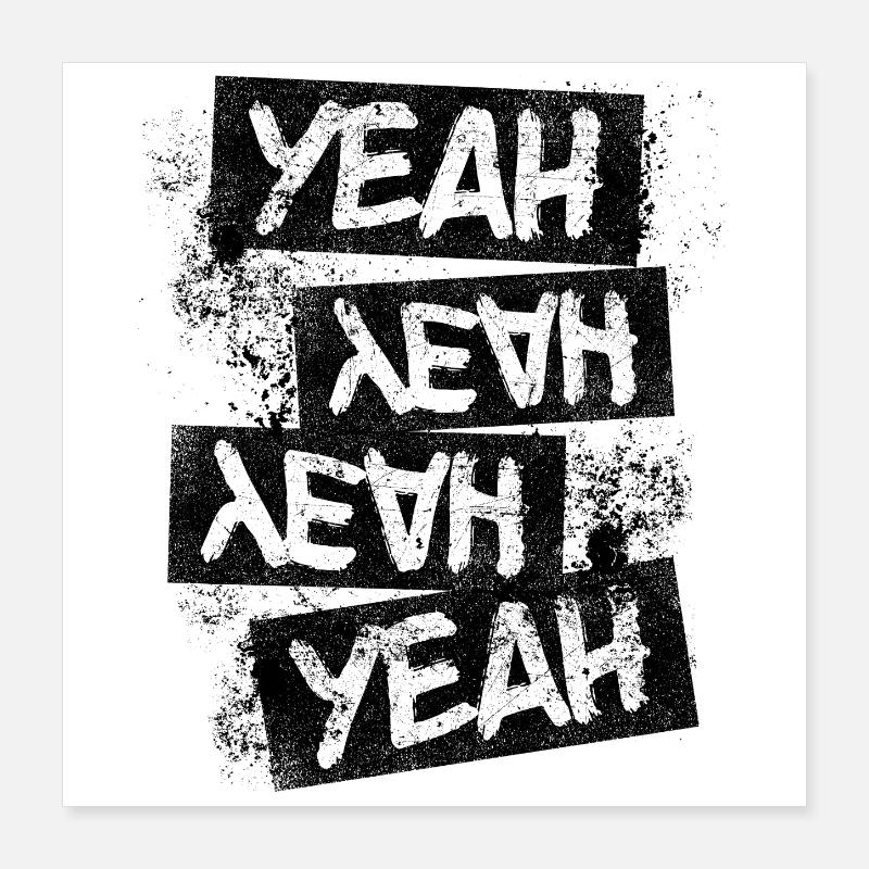 Grunge Yeah Rock Punk Distressed Text Graphic Poster 40 x 40 cm