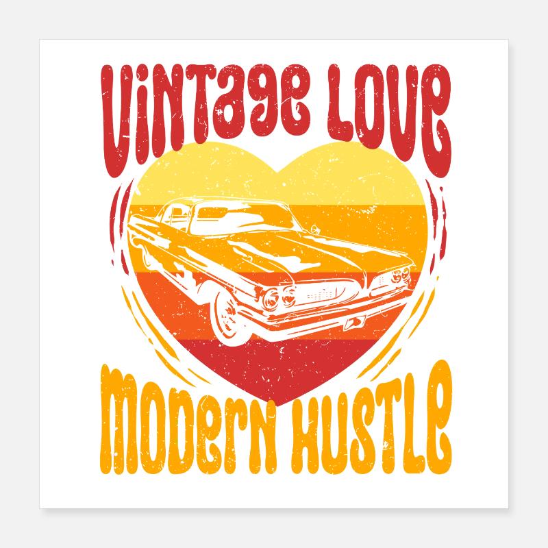 Restauration automobile Amour Vintage Poster 40 x 40 cm