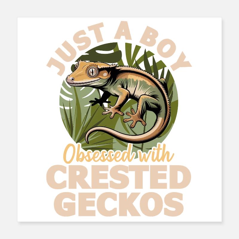Funny Reptile Crested Gecko Poster 16" x 16" (40x40 cm)