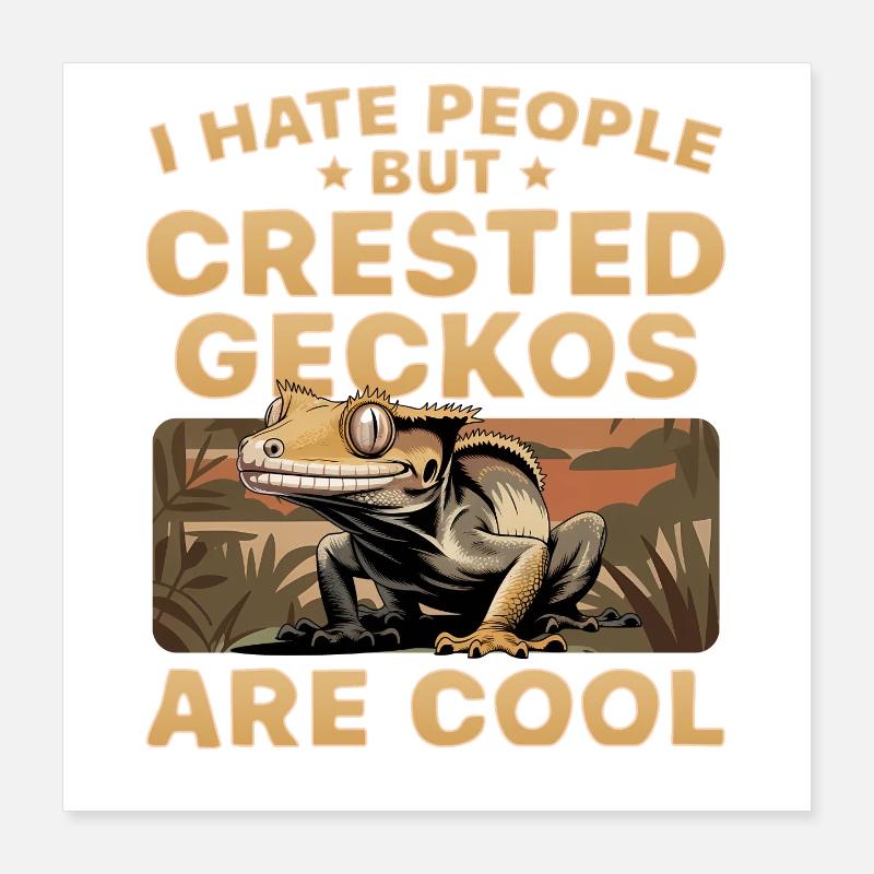 Gecko à crête reptile drôle Poster 40 x 40 cm