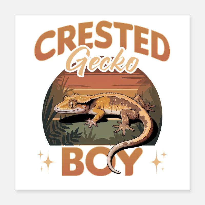 Funny Reptile Crested Gecko Poster 16" x 16" (40x40 cm)