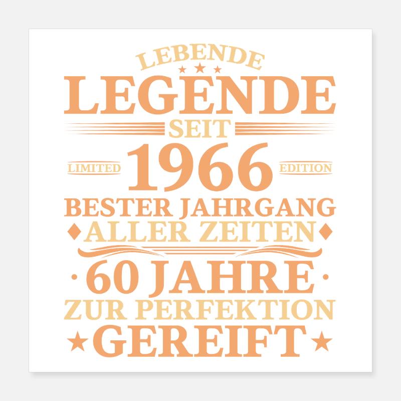 1966 Né 60 ans Poster 40 x 40 cm