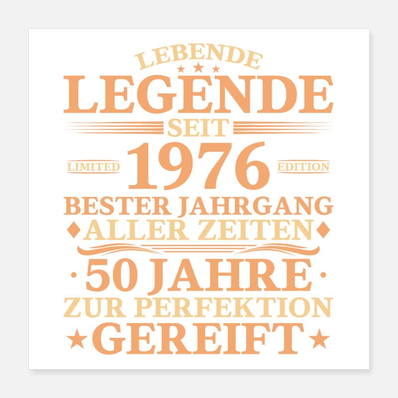 1976 Born 50 Years Birthday Poster 16" x 16" (40x40 cm)