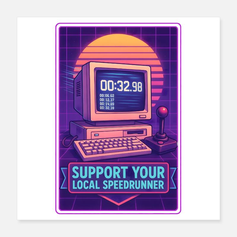 Support Speedrunners | Retro Gaming Timer Poster 16" x 16" (40x40 cm)