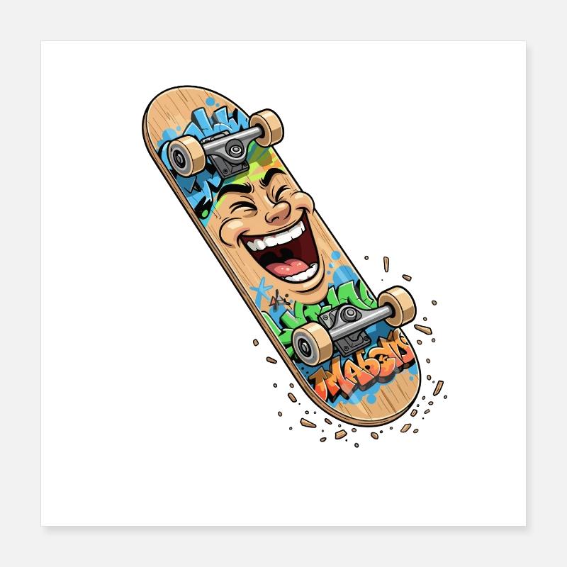 Laughing Skateboard Graffiti Poster 16" x 16" (40x40 cm)