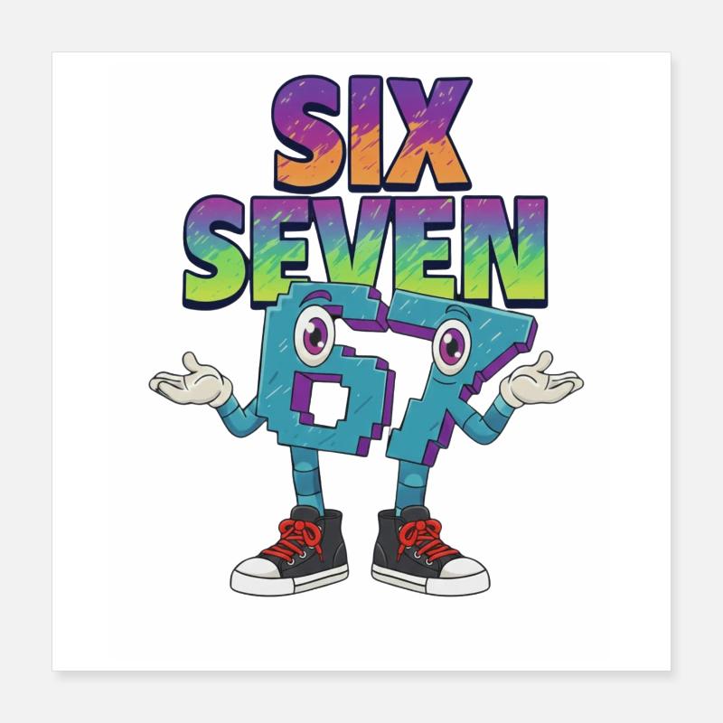 Six Seven 67 Meme – Brainrot Style Rétro Poster 40 x 40 cm