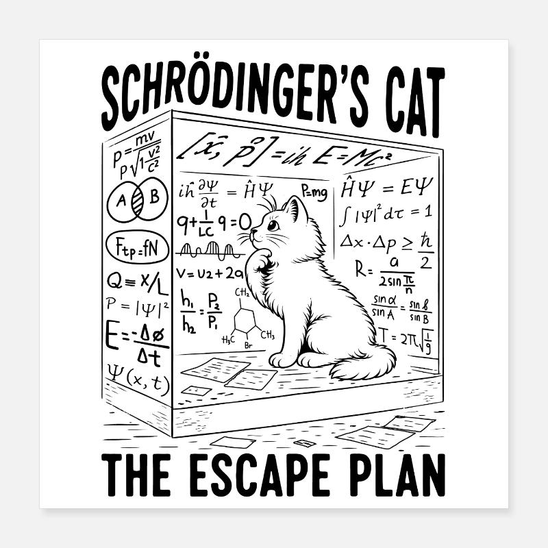 Le Chat de Schrödinger Le Plan d’évasion Poster 40 x 40 cm