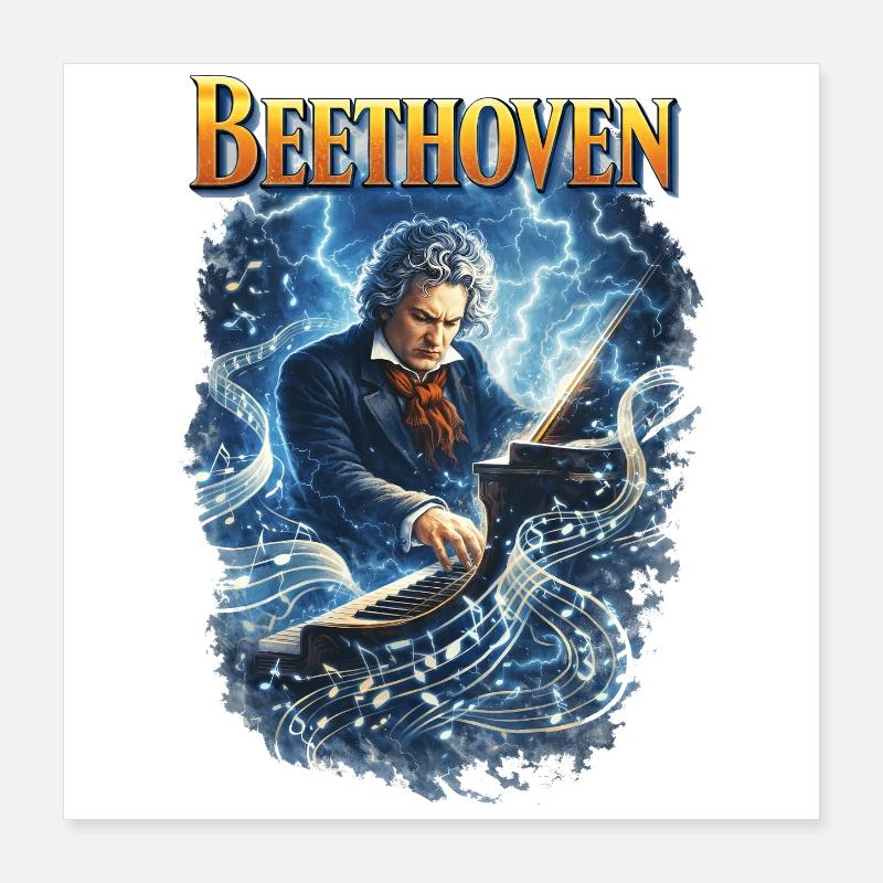 Beethoven Kraft : Piano électrisant Poster 40 x 40 cm