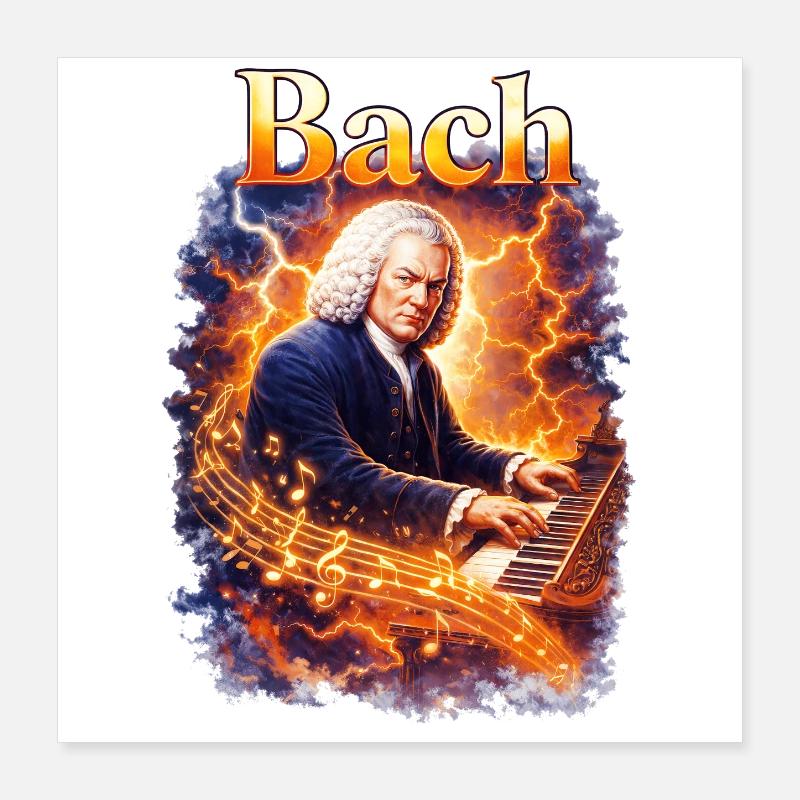 Bach Feuerklang am Klavier Poster 40x40 cm