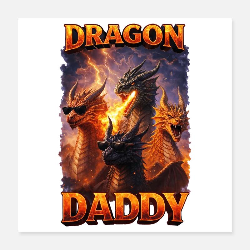 Feuerdrachen Daddy Poster 40x40 cm